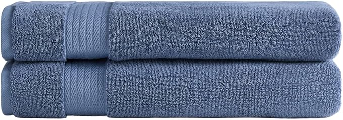 Ozdilek 2-Piece Bath Towels, 30x60 550GSM– 30x60 Inches, 100% Turkish Cotton, Luxury Quick Dry, Extra Large, Fade-Resistant, Eco-Friendly, Spa Towel, Cotton Towel (Ocean Blue)