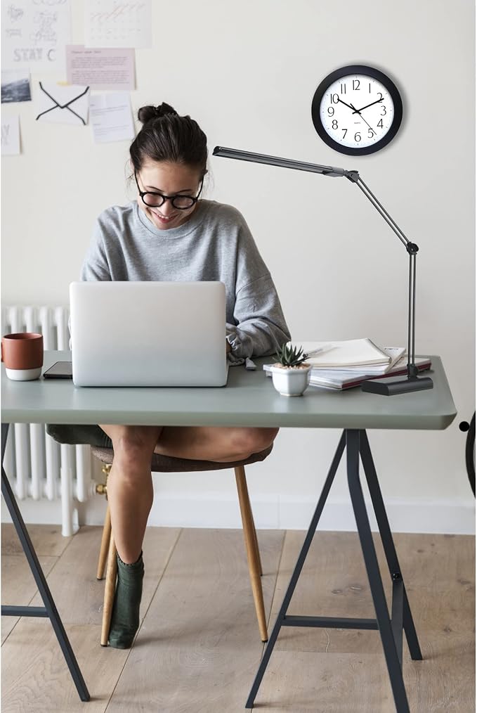 Realspace™ Architect Desk Lamp, Adjustable, 21-1/2"H, Black/Silver