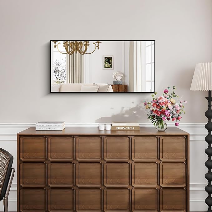 KOCUUY Black Bathroom Mirror, 20x40 Inch Rectangle Mirror for Over Sink, Modern Decorative Wall Mirror for Bedroom Living Room Bathroom, Hang Horizontal/Vertical