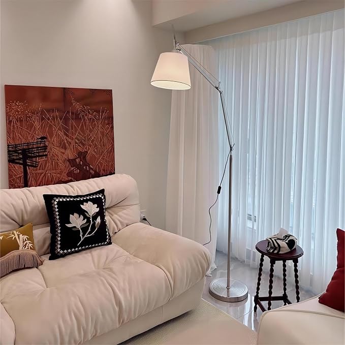 LIGHTLAND Modern Nordic Medieval ins Wind Cloth Cover Floor lamp Living Room Bedroom Study Table Double Rocker arm Adjustable Fishing Light - Large