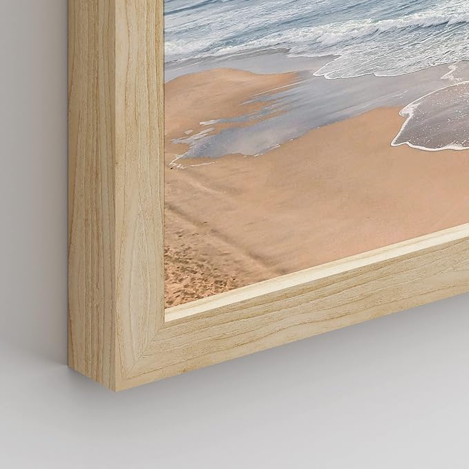 SIGNWIN Framed White Beach Grass Cloudy Ocean Sea Wave Horizon Wall Art, Set of 4 Landscape Colorful Wall Decor Prints, Nature Wilderness Wall Décor for Living Room, Bedroom - 12"x16" Natural