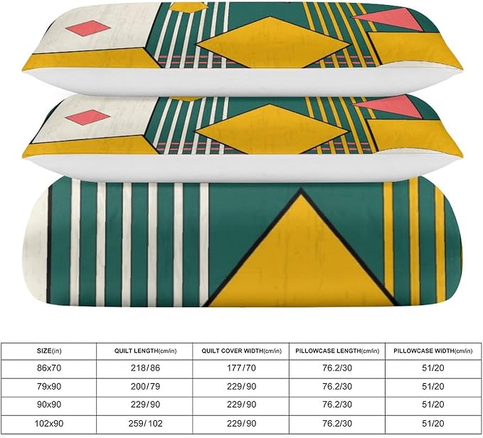 Colorful Aesthetic Comforter Cover Geometry Bed Set, Retro Atomic Duvet Cover，Modern Mid Century Bedding Sets，Aesthetic Abstract Art Bedding 3 Piece (1 Duvet Cover 86"x70" + 2 Pillow Sham 20"x30")