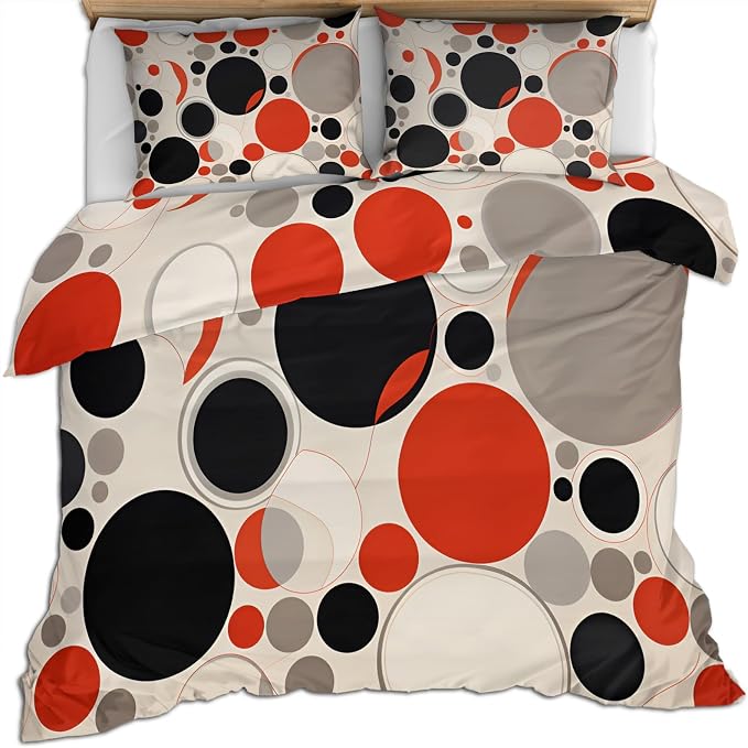 Retro Middle Ages Duvet Cover King Size, Abstract Art Colorful Bedding Set 3 Piece Bedroom Decor Modernism Comforter Cover and 2 Pillow Sham with Zipper Closure