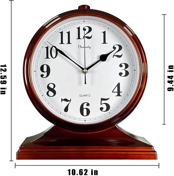 Desk Clock for Table Decor,Retro Mantel Clock Battery Operated for Fireplace Mantel, Living Room,Bedroom,Office,Desktop Decoration (Brown)