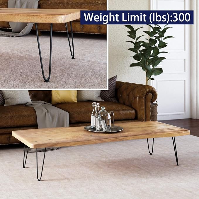 SMARTSTANDARD 14 Inch Heavy Duty Hairpin Furniture Legs, Metal Home DIY Projects for Nightstand, Coffee Table, Desk, etc with Rubber Floor Protectors Black 4PCS