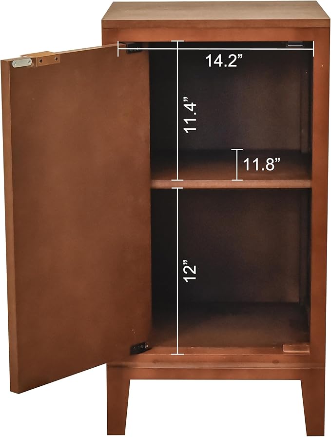 eHemco Tropical Monstera Door Accent End Table, Modern Retro Style, 16.5 x 14 x 31 Inches, Antique Walnut Finish