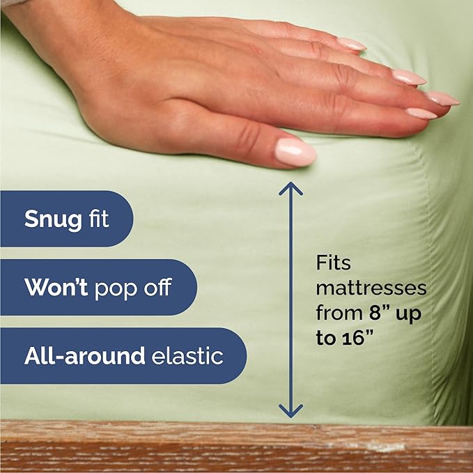 Queen Size 4 Piece Sheet Set - Comfy Breathable & Cooling Sheets - Hotel Luxury Bed Sheets for Women & Men - Deep Pockets, Easy-Fit, Soft & Wrinkle Free Sheets - Light Sage Green Oeko-Tex Bed Sheets