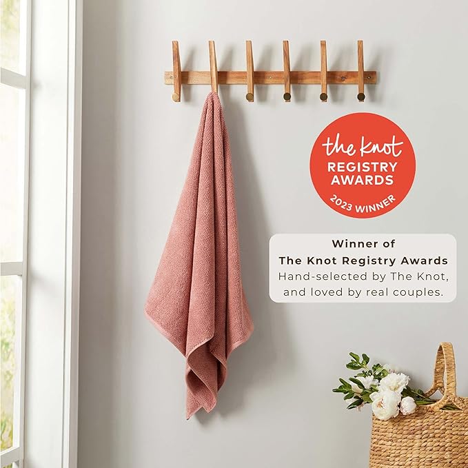 Great Bay Home 100% Cotton 6 Pack 26x16 Hand Towel Set - Absorbent, Quick-Drying, Durable Towels for Bathroom Decor - Low-Twist, Two-Ply Fibers (Desert Rose)