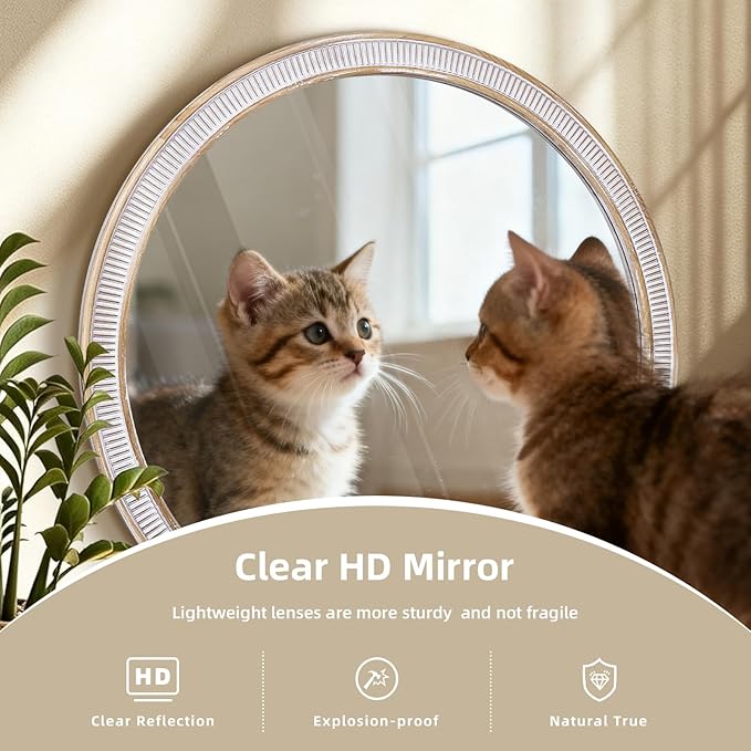 HOITUZYUS 36 Inch Large Round Wood Wall Mirror, Rustic Farmhouse Decorative Circle Mirrors for Bathroom Vanity, Entryway, Living Room, Bedroom, Foyer