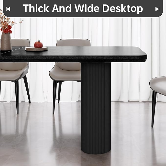 5-Piece Modern Dining Set, 78.97" Dining Table Set for 4, Rectangular Kitchen Table with 4 Chairs for Dining Room Kitchen Living Room, Black