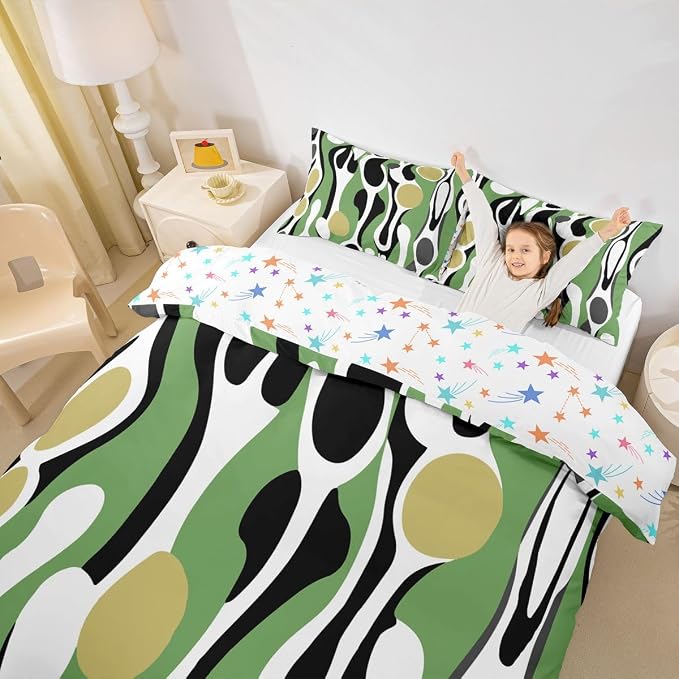 Erosebridal Organic Geometric Duvet Cover Set Modern Abstract King Bedding Set for Adult Men Retro Mid Century Comforter Cover Modern Fluid Art Irregular Circles Bed Sets,Sage Green Khaki