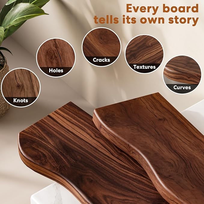 Floating Shelves for Wall Rustic Farmhouse 55 Inch Floating Shelf Bathroom Wooden Shelves for Wall Mounted Live Edge Pine Shelf with Unique Natural Grain for Living Room Bedroom Kitchen (Walnut)