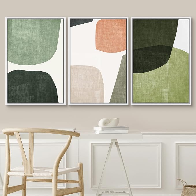 SIGNWIN Framed Canvas Print Wall Art Trio of Multicolored Transparent Ovals Abstract Shapes Illustrations Modern Art Multicolor Pastel for Living Room, Bedroom, Office - 24"x36"x3 White