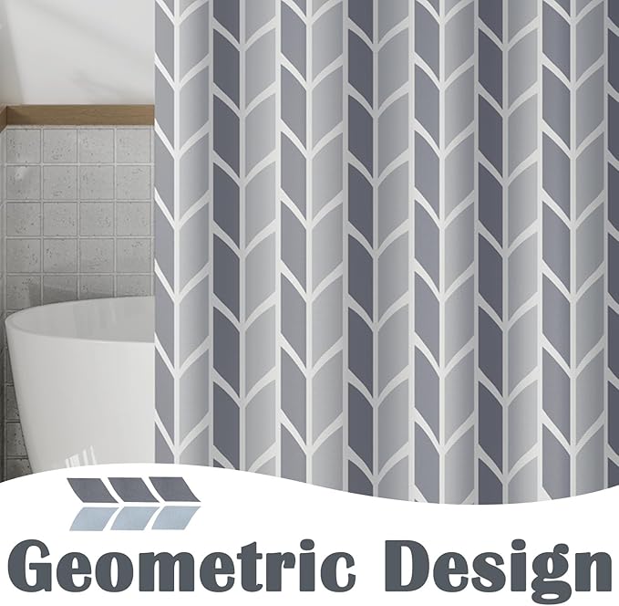 jinchan Grey and White Geometric Shower Curtain Chevron Arrow Farmhouse Shower Curtains for Bathroom Modern Waterproof Fabric with 12 Hooks 70x72 Inches