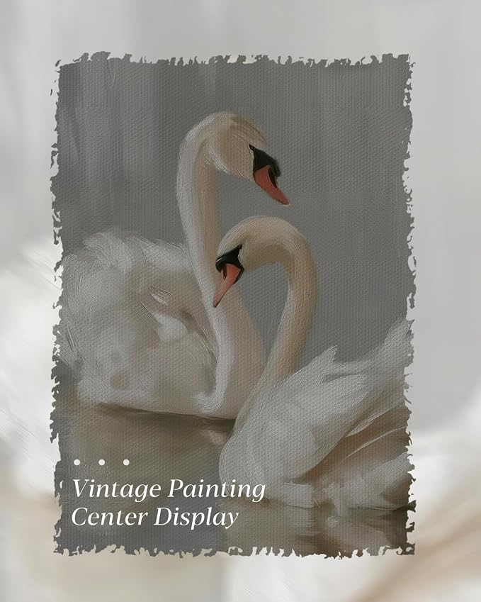 HUARCEY Gold Framed Vintage Wall Art for Living Room, Animals Painting Prints Shelf Decor for Kitchen, Aesthetic Bedroom Wall Art, Best Gifts for Friends or Family - Two Swans 16L x 12W