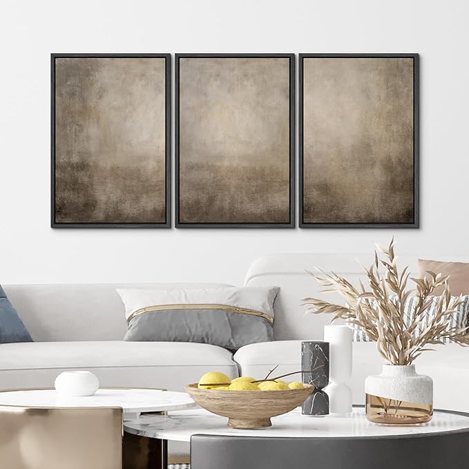 MUDECOR Framed Wall Art Print Set Neutral Abstract Landscape Illustrations Modern Art Boho Decorative Colorful Chic for Living Room, Bedroom, Office - 16"x24"x3 Black