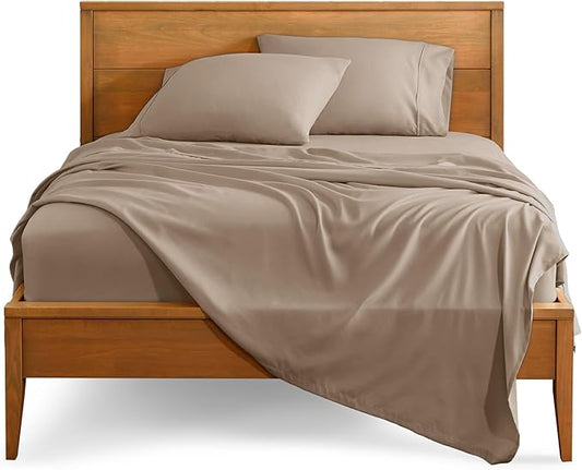 Bare Home King Sheet Set - 1800 Ultra-Soft Microfiber King Bed Sheets - Double Brushed - Deep Pockets - Easy Fit - 4 Piece Set - Bedding Sheets & Pillowcases (King, Pebble)