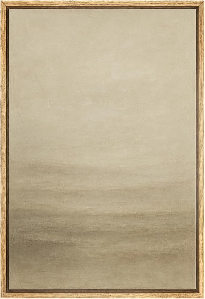 MUDECOR Framed Canvas Print Wall Art Tranquil Horizon Beige Gradient Minimalist Abstract Illustrations Minimalism Decorative Bohemian Colorful Zen for Living Room, Bedroom, Office - 24"x36" NATURAL