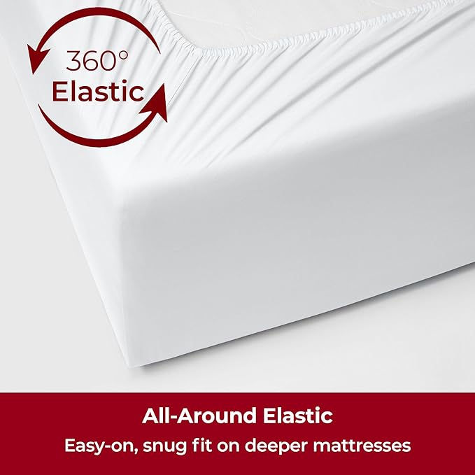 Mellanni Extra Deep Twin Sheets - 3 PC Iconic Collection Bedding - Hotel Luxury, Ultra Soft, Cooling Bed Sheets - Wrinkle, Fade, Stain Resistant (Twin, White)