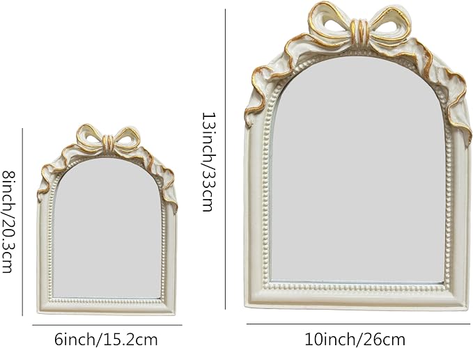 Vintage Carved Resin Desk Mirror - 8x6Inch Decorative Vanity Mirror for Makeup, Dorm, Bedroom & Tabletop Deco