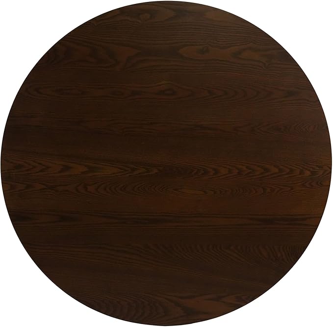 39” Round Solid Wood Dining Table for 4-5 People, Modern Pedestal Small Kitchen Table Circle Tabletop with Walnut Wood Grain Finish, Saving Space, Walnut