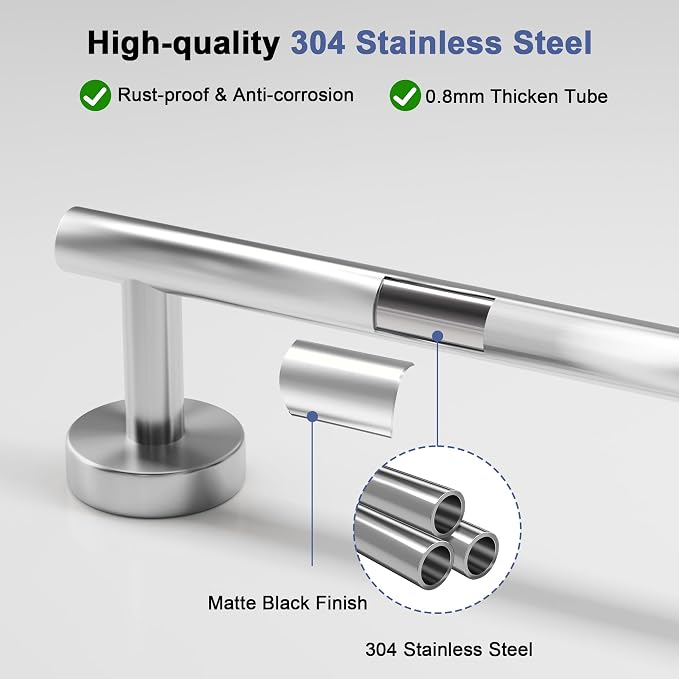 Brushed Nickel Towel Bar, 30 Inch Towel Racks for Bathroom Wall Mounted, SUS304 Stainless Steel Bathroom Towel Holder, Total Length 32.4 Inch Towel Bars