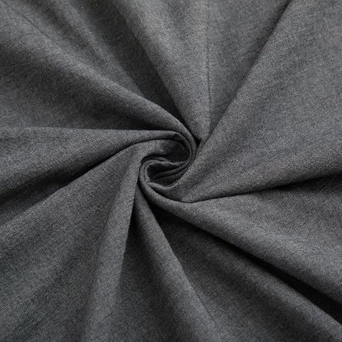 LOVQUE 100% Washed Cotton Duvet Cover King Size, Grey Fade-Resistant Natural Bedding Set (No Comforter), 104x90 Inches