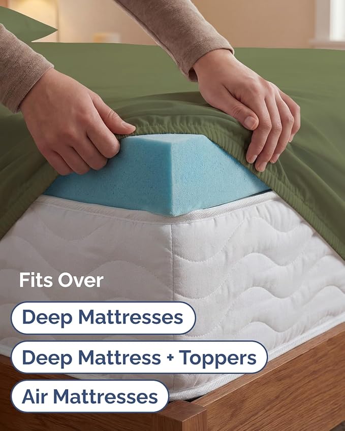 Extra Deep Twin XL Sheet Set - 4 Piece College Dorm Bed Sheets Set with Extra Deep Pockets - Ultra-Soft, Comfy & Breathable Bedding for Women, Men, Kids & Teens - Wrinkle & Fade Resistant - Sage Green