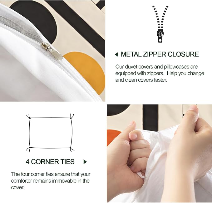 Modern Minimalism Duvet Cover Twin Size, Colorful Geometry Bedding Set 2 Piece Kids and Adults Abstract Pattern Comforter Cover with Zipper Ties & 1 Pillowcases