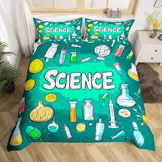 Erosebridal Science Students Duvet Cover Set Students School Study Twin Bedding Sets for Girls for Kids Boys | Chemical Equation Comforter Cover Back to School Supplies Bed Set, Room Decor Aesthetic