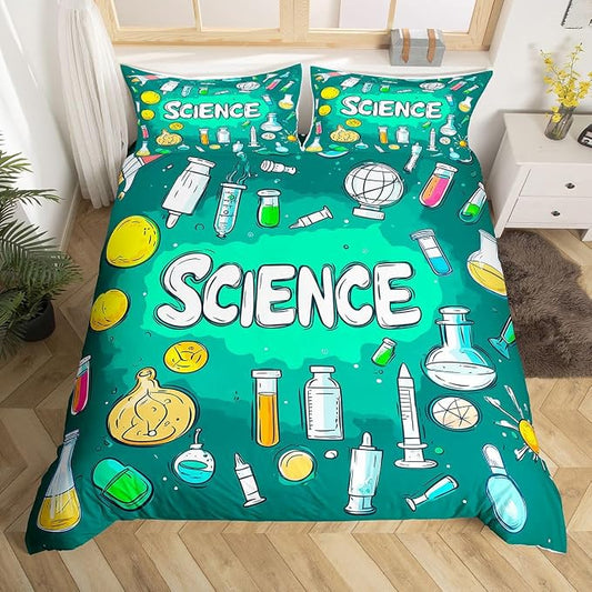 Erosebridal Science Students Duvet Cover Set Students School Study Twin Bedding Sets for Girls for Kids Boys | Chemical Equation Comforter Cover Back to School Supplies Bed Set, Room Decor Aesthetic
