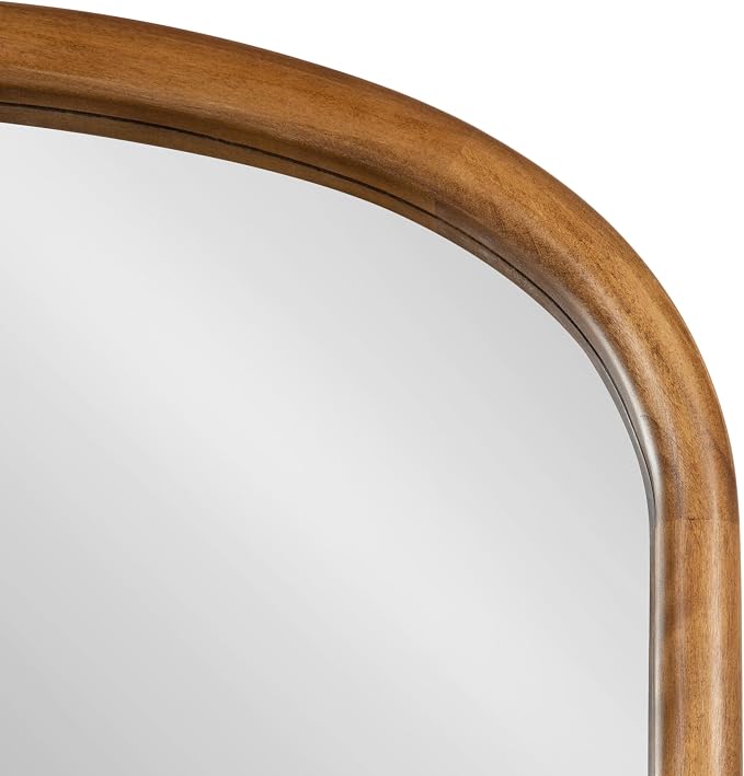 Kate and Laurel Talma Modern Arched Oval Wall Mirror, 24 x 36, Rustic Brown, Transitional Capsule Wall Accent with Solid Poplar Wood Frame for Use as Bathroom Mirror for Over Sink