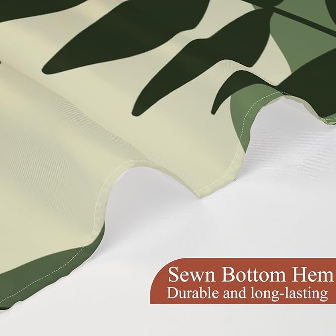 Boho Mid Century Shower Curtain Modern Abstract Sun Tropical Leaves Bathroom Curtain Set Neutral Minimalist Plant Waterproof Fabric Bath Decor with Hooks 72x72 inch