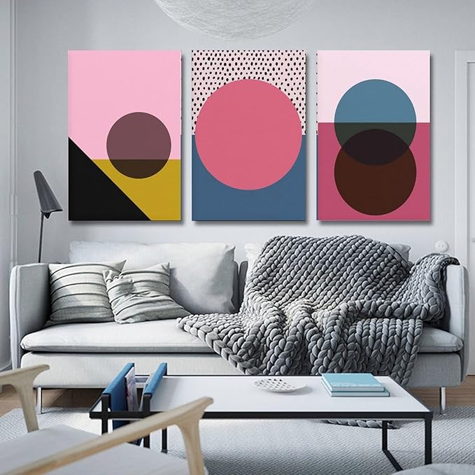 9W Bauhaus Poster Abstract Canvas Wall Art Set of 3 Modern Boho Decor For Bedroom Livingroom Frame-style 16x24inch(40x60cm)