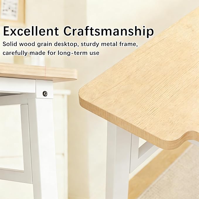 Computer Desk 39.4 Inch Small Office Desk with Wood Top and Metal Frame, Study Writing Desk for Home, Bedroom, Gaming, U-Shaped Leg Design, Modern Simple