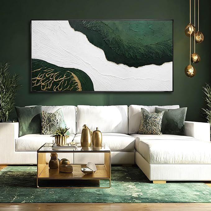 SOUGUAN Gold Foil Wood Wall Art Abstract Canvas Paintings Textured Artwork 29"x58" Large Pictures for Living Room Dining Room Office