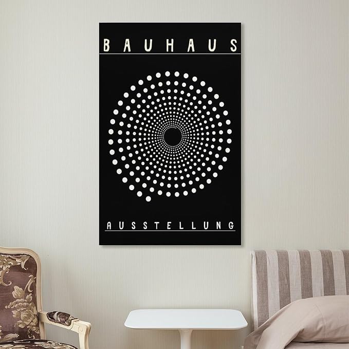 Bauhaus Print Poster,black And White Poster,Abstract Art,Minimalist,Stylish Mid Century Art Canvas Wall Art Print Poster For Home School Office Decor Frame-style 12x18inch(30x45cm)