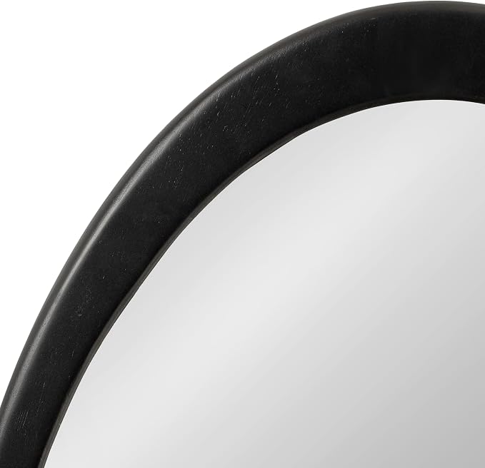 Kate and Laurel McKinder Mid-Century Asymmetrical Wood Wall Mirror; 24 x 28; Black; Decorative Geometric Irregular Mirror with Robust Wooden Frame and Mid-Century Mirror Look