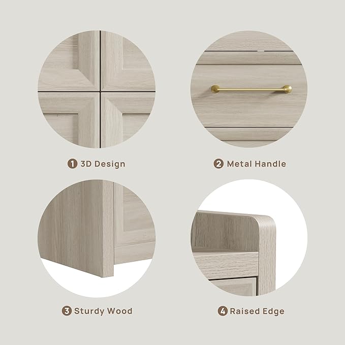 SICOTAS 6 Drawer Dresser for Bedroom-56.4" Extra-Wide Wooden Chest of Drawers with Large Storage, Long Dresser TV Stand with Drawers, Farmhouse Closet Dressers for Nursery Living Room, Grey White Oak