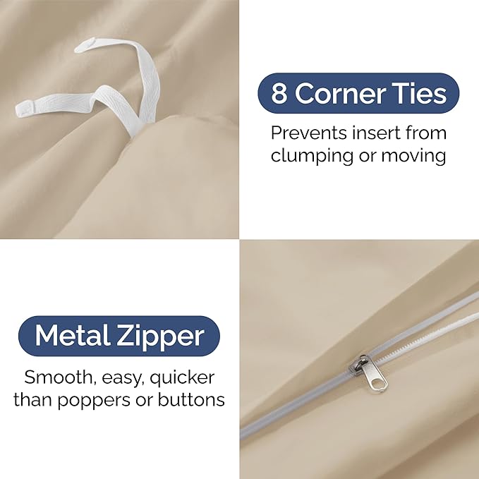Duvet Cover Twin/Twin XL Size - Extra Soft Twin/Twin XL Size Duvet Cover - Lightweight & Breathable & Fade Free with Zipper Closures and Ties - 68" x 90" Inches - (Wheat) Comforter Not Included