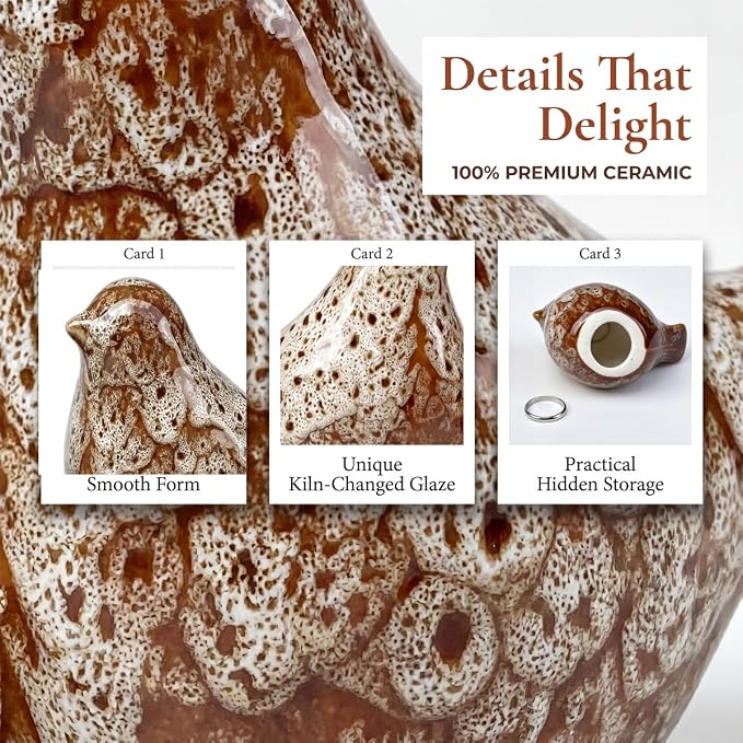 statueBird Statues, Modern Home Decor, Suitable for desks, Bookshelves, bedrooms, Living Rooms, cabinets, and Fireplace Mantel Decorations. Ceramic Animal Statues. (Off-White)