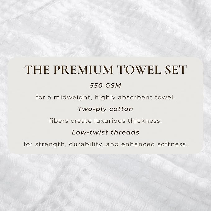Great Bay Home White Hand Towel - 100% Cotton - Absorbent, Durable, Quick-Dry Bathroom Hand Towels (Optic White, 26" x 16")