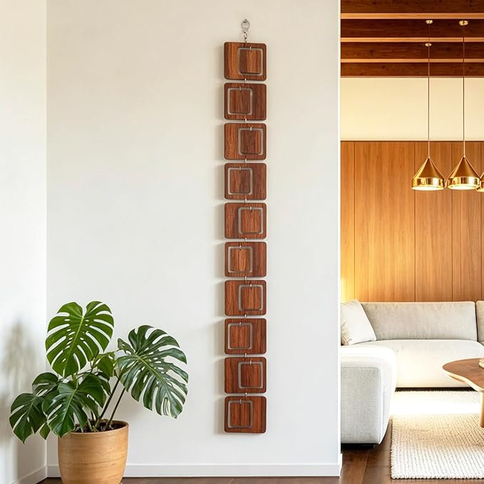 20PCS Retro Mid Century Modern Wall Art MCM Decor for Living Room Bedroom Kitchen Study, Walnut Wood Texture 16.5"x51.3"