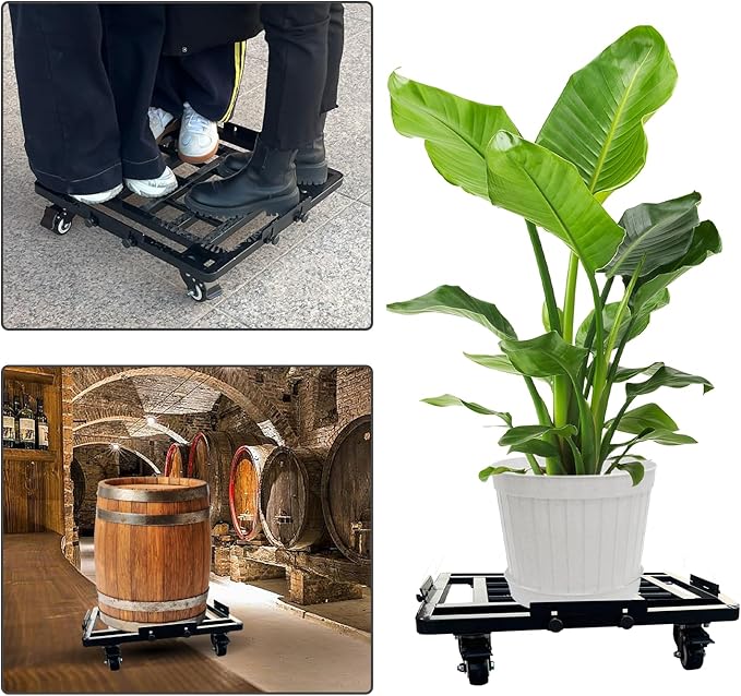 22" Plant Caddy with Wheels Heavy Duty, Metal Rolling Plant Mover Stand Indoor Outdoor, with Lockable Caster Wheels, Large Plant Pots, Parasol Stands and Bases or Plant Stand