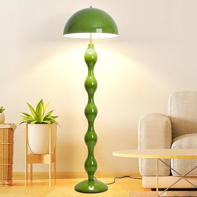 Unique Floor Lamp Creative Green Mushroom Lamp Standing Lamp with 45CM Wide Iron Shade and Foot Switch Modern Floor Light for Living Room, Bedroom, Office, Corner