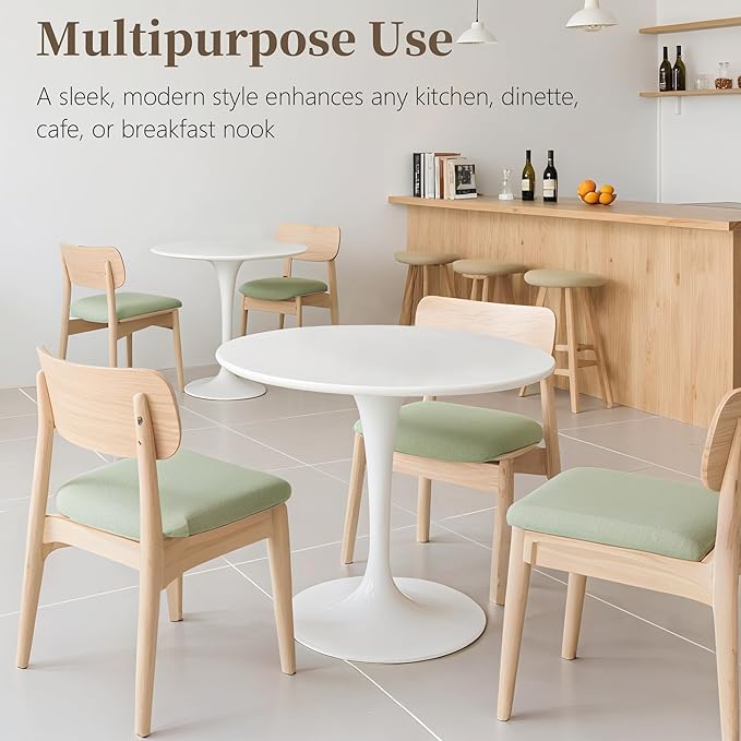 24 Inch Round Dining Table,Mid-Century Tulip Table with Metal Pedestal Base,Modern Leisure Table for Small Space Kitchen Dining Room,Easy Assembly,White