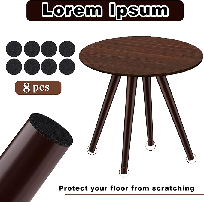 TURSTIN 8 Pieces 16 Inches Table Legs Wood Furniture Legs Tapered Round Replacement Desk Chair Legs Mid Century Furniture Legs for Coffee Table Dresser Night Stand (Brown)