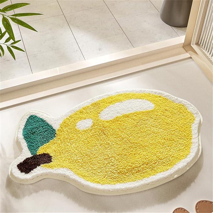 Ankah Fruit Bath Mats Cute Bathroom Rugs, Particularly Absorbent, Very Soft, and Dry Fast That Fits for Kid's Room, Bathroom or Other Room, 19.7" x 31.5", One Lemon