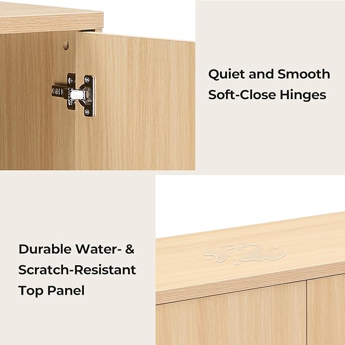 CHITA Sideboard Buffet Cabinet with Storage, Small Storage Cabinet with Doors and Shelves for Living Room Accent, Bar, Kitchen, Oak