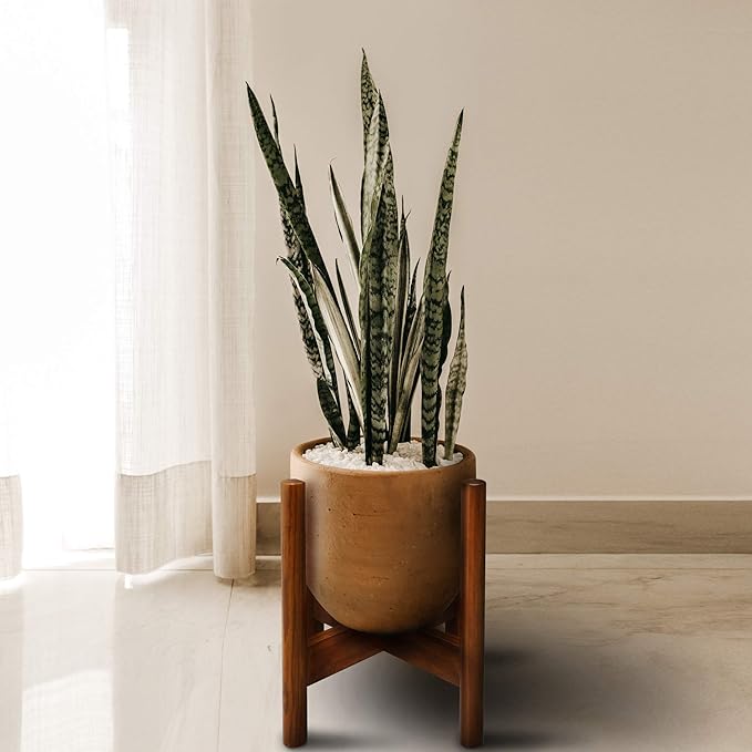 Casual Home Mid-Century Modern, Fit Up to 12", Pot NOT Included Wood Plant Display Stand, Antique Mahogany